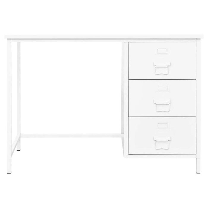 VidaXL Bureau industriel avec tiroirs Blanc 105x52x75 cm Acier