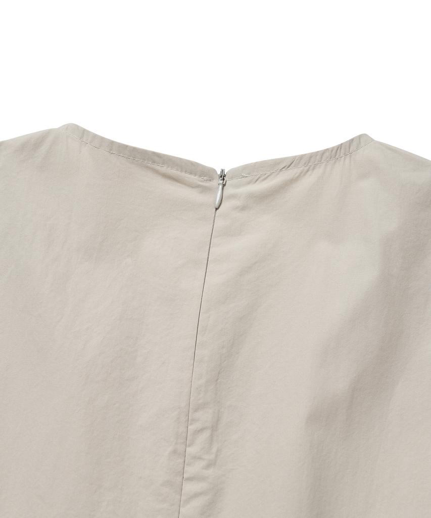 Cotton Bell Pleated Skirt Dress - Gray