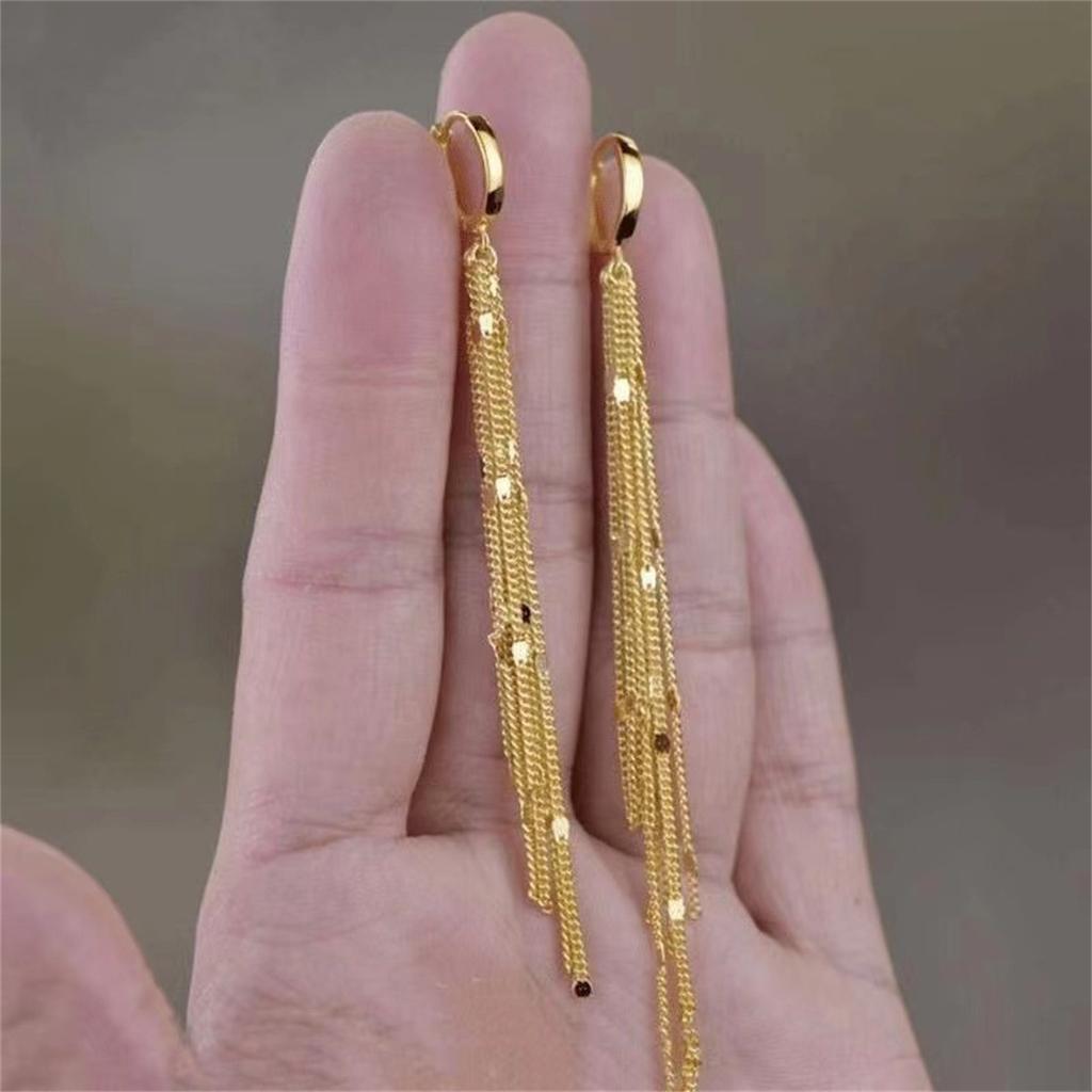 Classic  Unique Design Long Metal Chain Tassel Drop Earrings For Women Light Luxury Geometric Dangle Earring Jewelry Gift