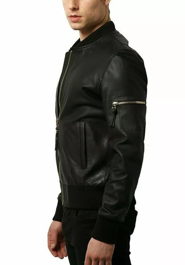 AL KHALID NEW DESIGNER Men's Black Leather Jacket 100% Real Lambskin Moto Biker CoatJacket
