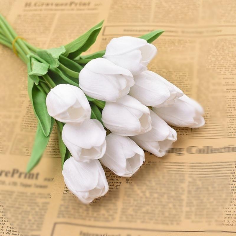 Artificial Flowers Tulip Bouquet Fake Flowers Wedding Garden Decoration Outdoor Home Garden Bouquet Vase Decor Plants