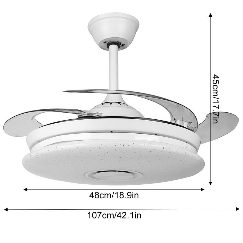 44 IN 1 2 Inches Modren RGB Ceiling Fan with Light APP Bluetooth Music Fans Light Bedroom Smart Ceiling Lamps With Remote Control