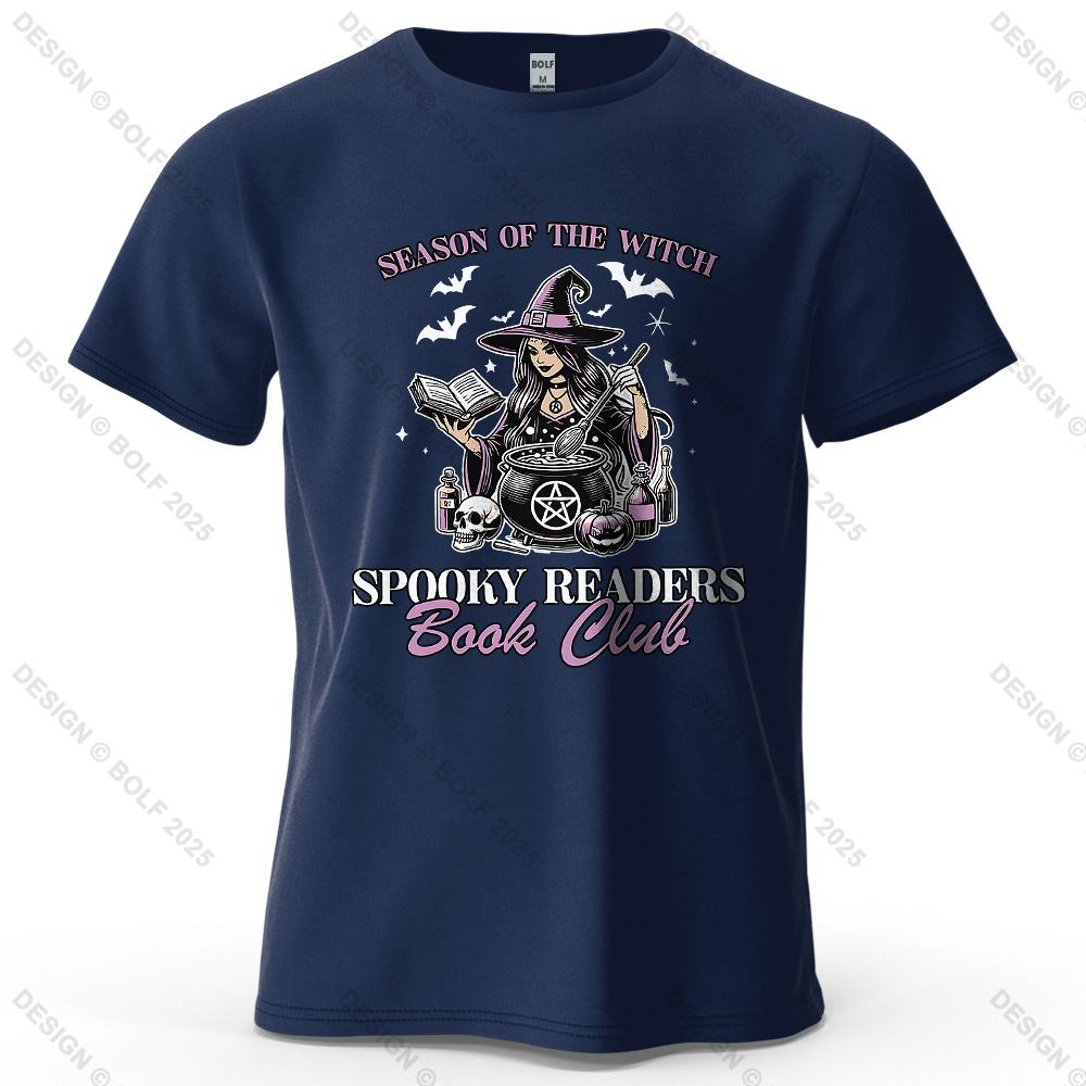 Witchy Book Club Printed Men's T-Shirt 100% Cotton Oversized Mysterious Unique Graphic Tees for Women Tops Tees Reading