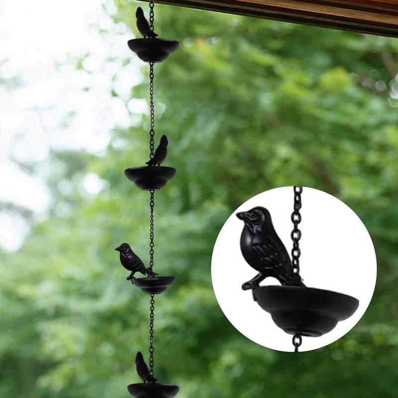 Rain Catcher Chain Decorative Bird Rain Chime Antique Metal Rainwater Chain Functional Basin Replacement 1m Mobile Outdoor Bird