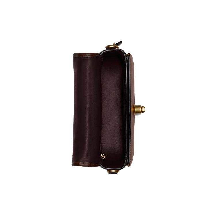 Coach Dinky 18 Classic Monogram Turnlock Chain Shoulder Bag Canvas And Leather Crossbody Small Women Crossbody Bag Coffee-Brown C5281-B4S0M