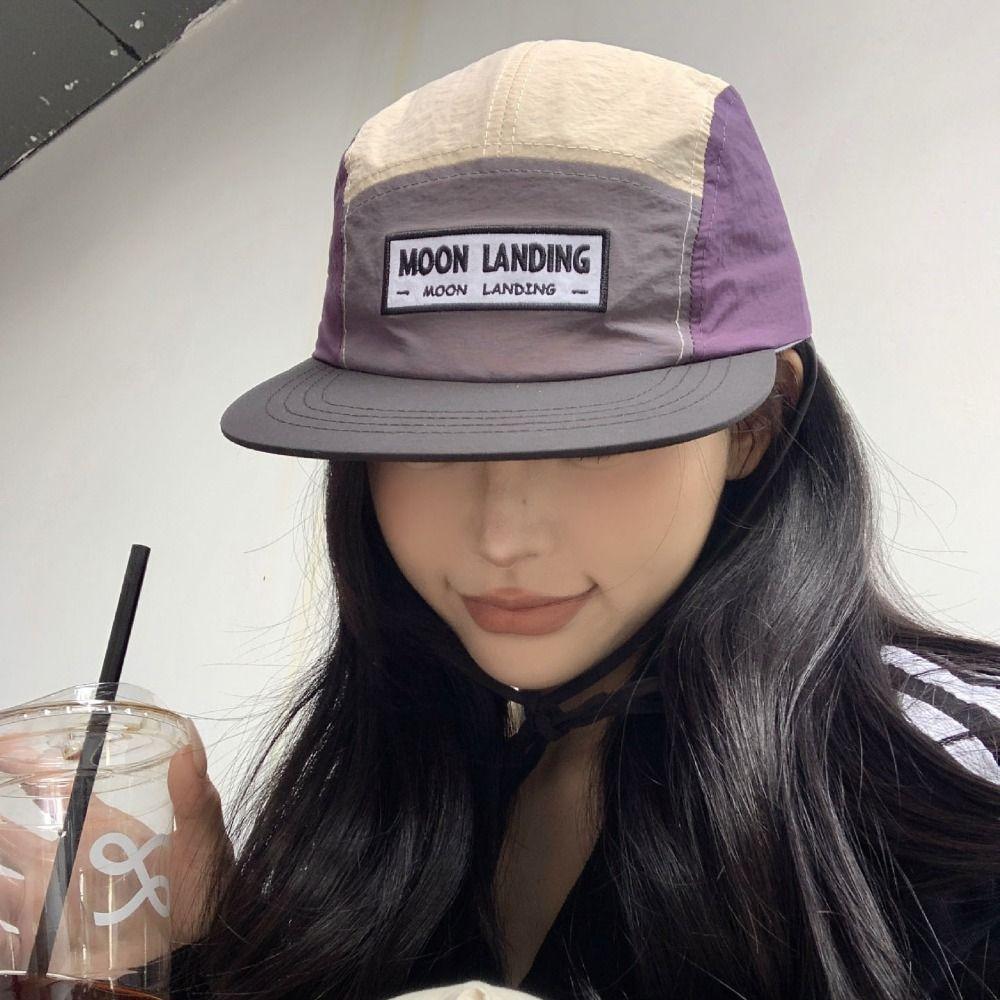 Retro Contrasting Color Baseball Cap Flat-brimmed Peaked Cap American Style Baseball Hat  Sports