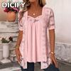 DICFY Women's Fashion Casual Summer Spring V-Neck Short Sleeve Blouses & Shirts