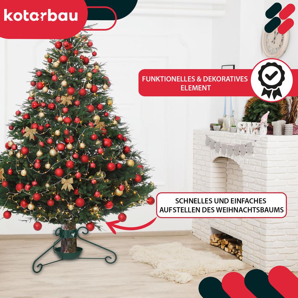 KOTARBAU® Metal Christmas Tree Stand with Water Container, Wrapped, Decorative, Green, 52 x 23 cm