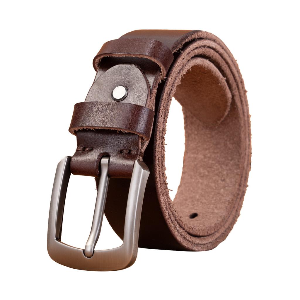 Belt Retro First Layer Cowhide Genuine Leather Versatile Tree Paste Leather Pin Buckle Belt Middle-Aged And Young Men'S Belt