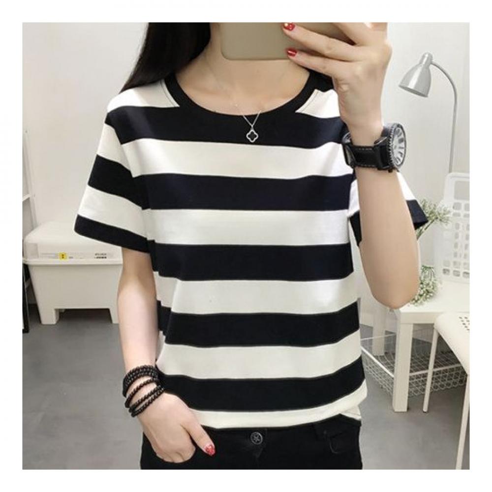 Navava NT921 Unique STriped PaTTern ShorT Sleeve T shirT