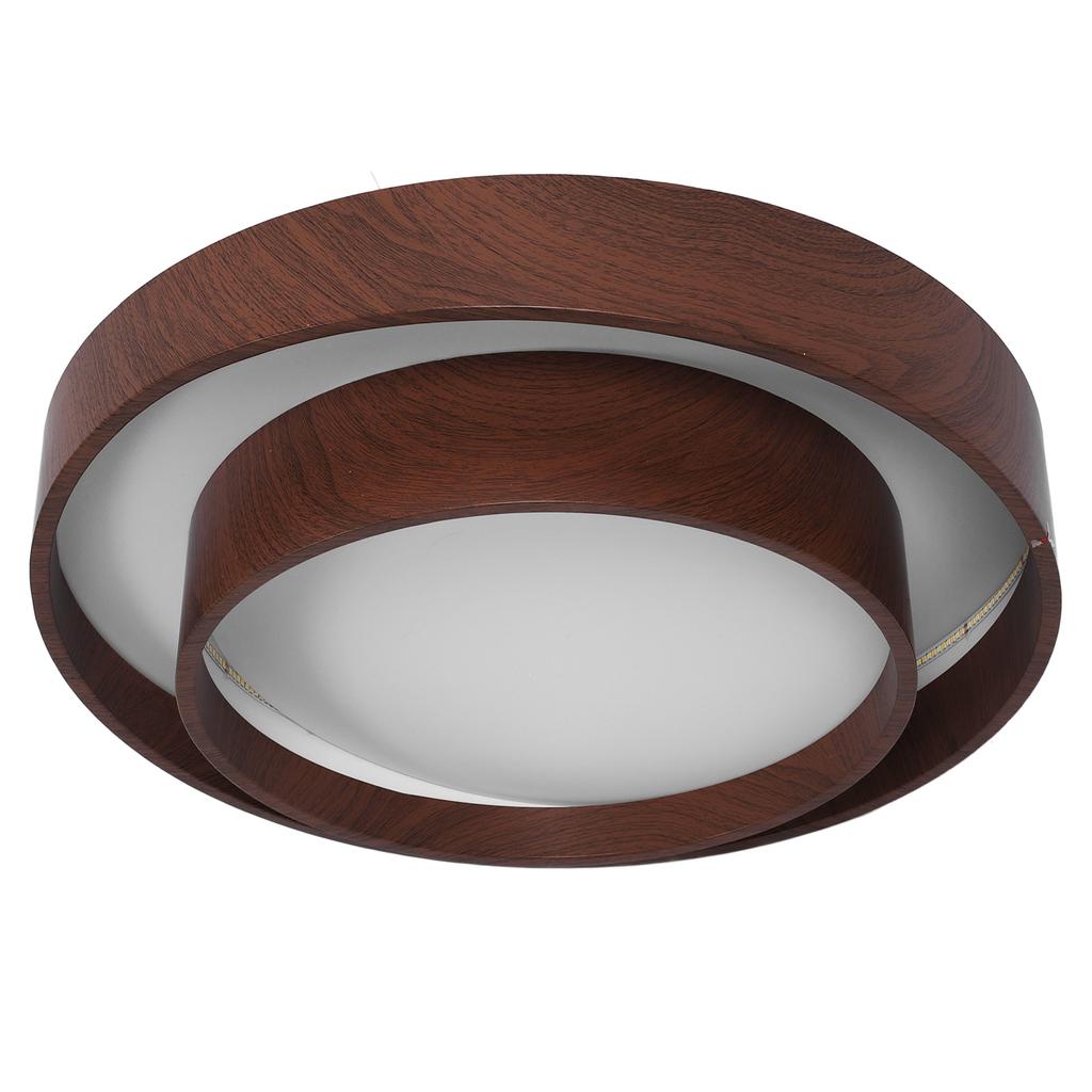 LED Ceiling Light Fixture Walnut Wood Grain Flush Mount Round Remote Control Light 3 Color