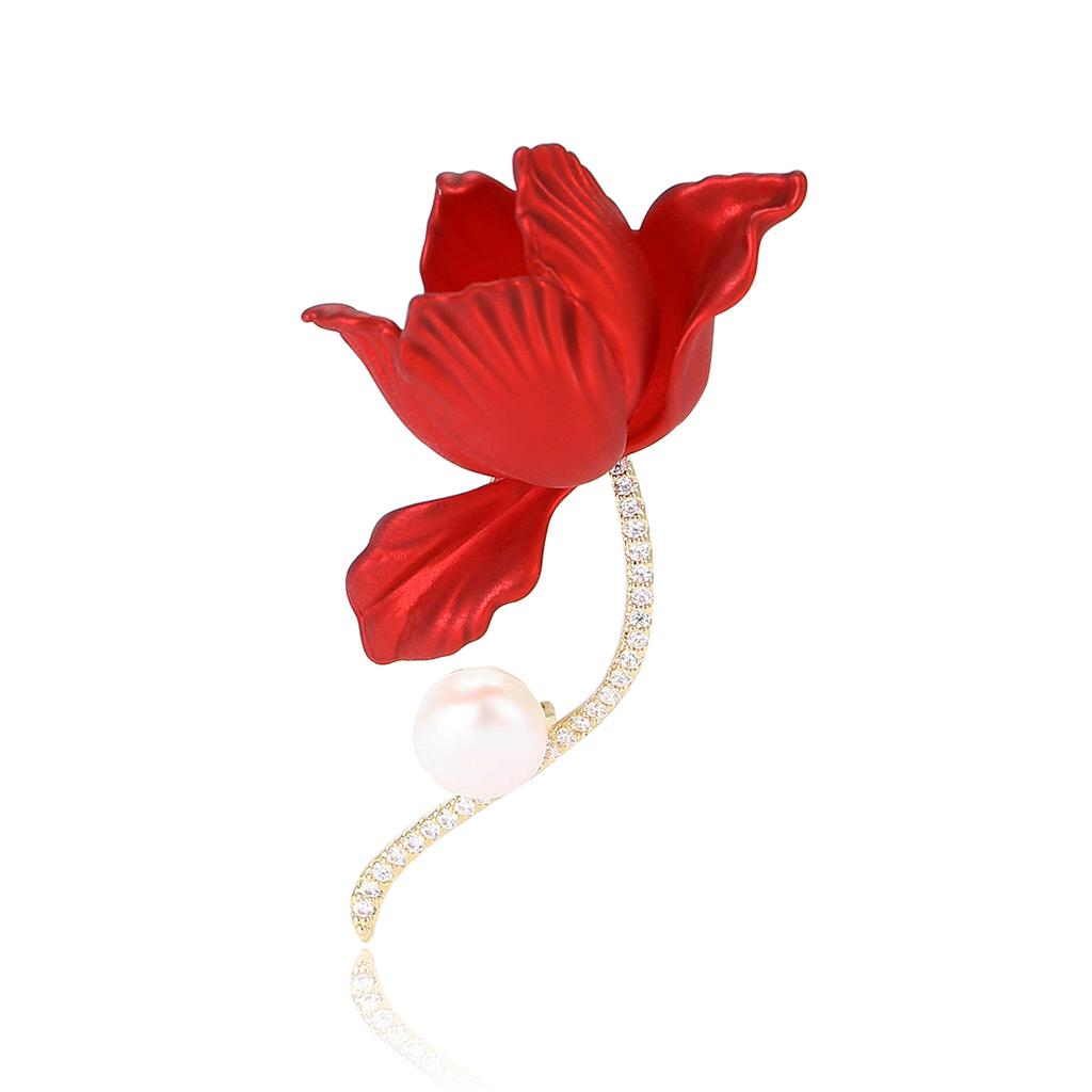 Fashion Light Luxury Micro-Inlaid Copper Zircon Begonia Brooch, High-End Atmospheric Women'S Clothing Brooch Jewelry Pin