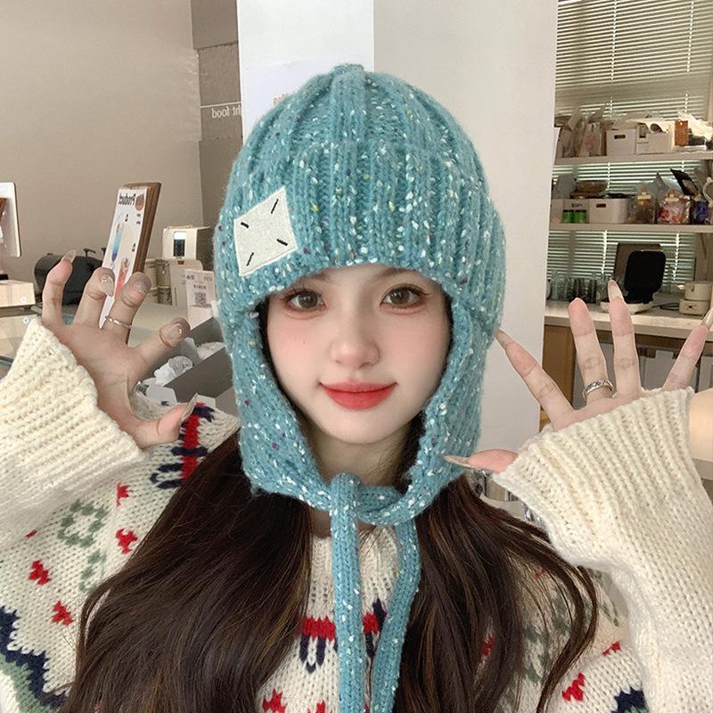 

Женская осенне-зимняя теплая утолщенная защитная шапка для ушей из холодного меха, бархатная вязаная шапка для улицы, милая, симпатичная, красочная шапка One Size зелёный