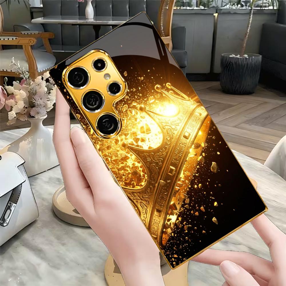 Crown King new Bestseller model PhoneCase Electroplated Glass PhoneCase for Samsung Galaxy S26 S25 S24 S23 S22 FE,Ultra,Plus