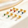 Exquisite Colorful Crystal Zircon Heart Stainless Steel Small Stud Earrings for Women, Hypoallergenic Luxury Jewelry Gift