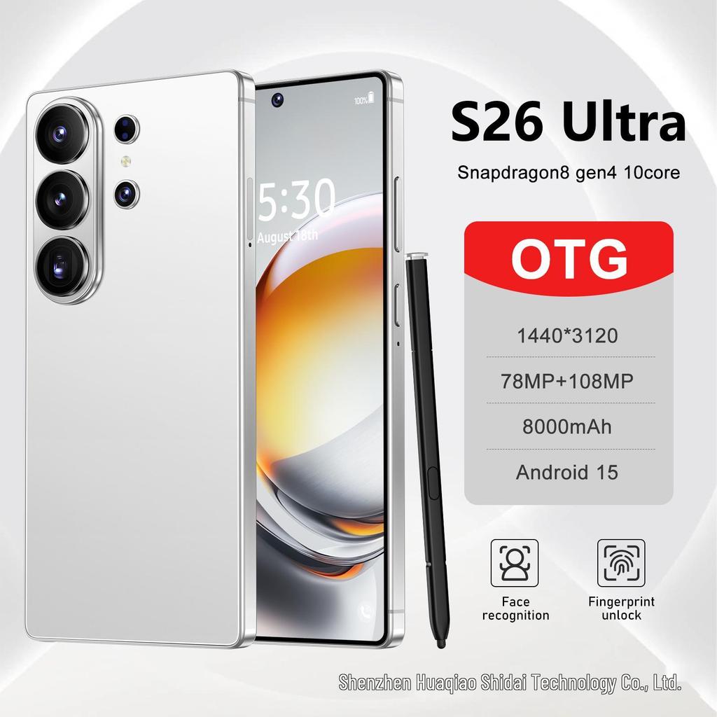 Dahili Kalemli, Çift SIM'li, Google Play'li, Android 14.0'lı 2026 S26Ultra 5G Akıllı Telefon