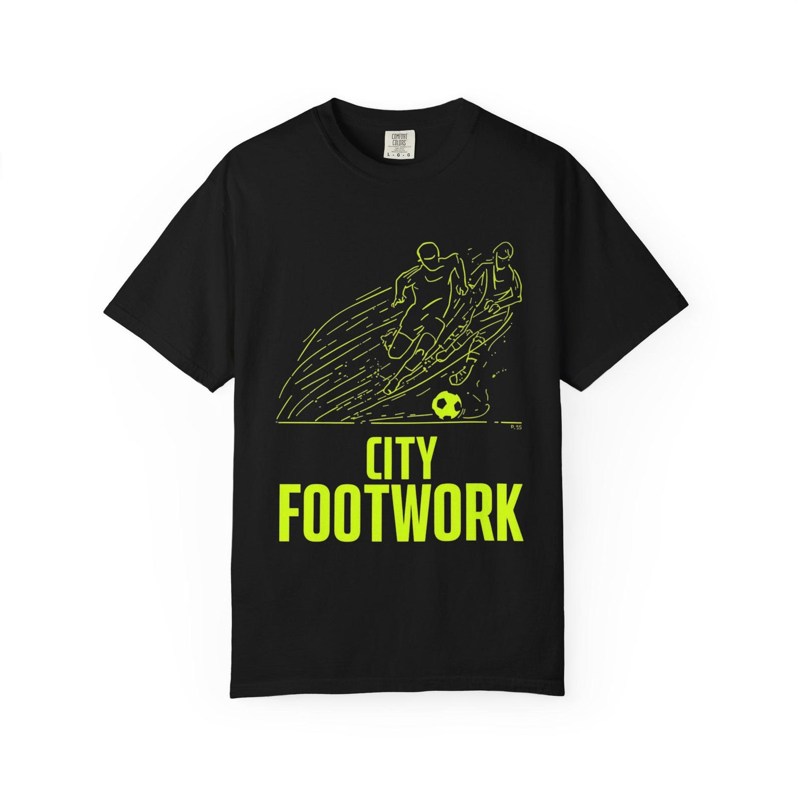 City Footwork Soccer Pitch Graphic T-Shirt | Sports Motivational Tee for Football Fans 3XL