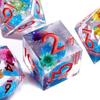 Resin Dice Set Luminous Sand, Dragon and Dungeon Polyhedral Dice, Punk Style Role-Play RPG Explorer MTG Pioneer Game DND Dice Set