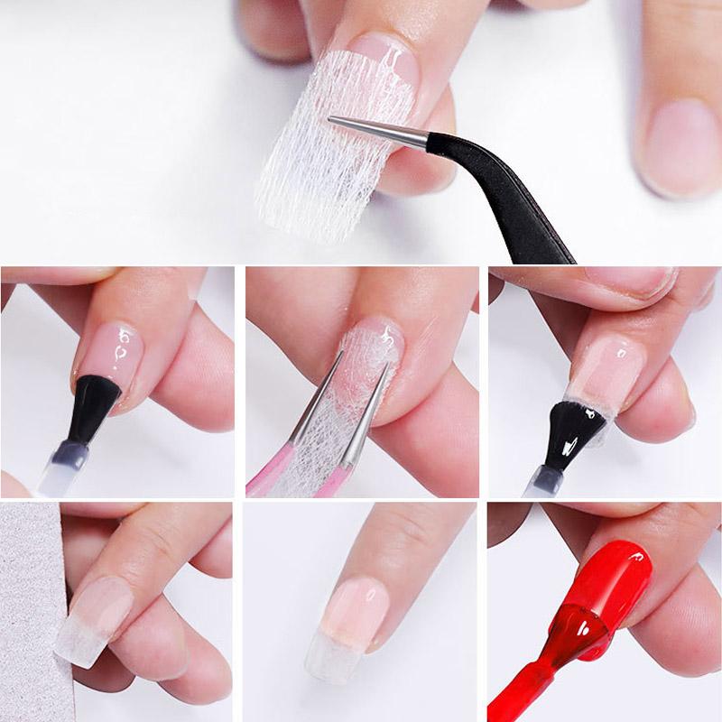 2 Placas de Fibra de Seda para Forma de Extensión de Uñas Telas No Tejidas Fibra de Construcción de Gel UV Acrílico Francés Accesorios de Manicura DIY