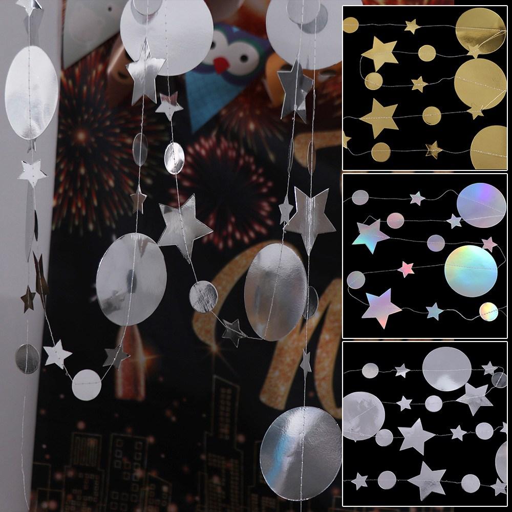 Golden Circle Dot Star Garland Banner 4m Party Hanging Decoration  Mother's Day Gift