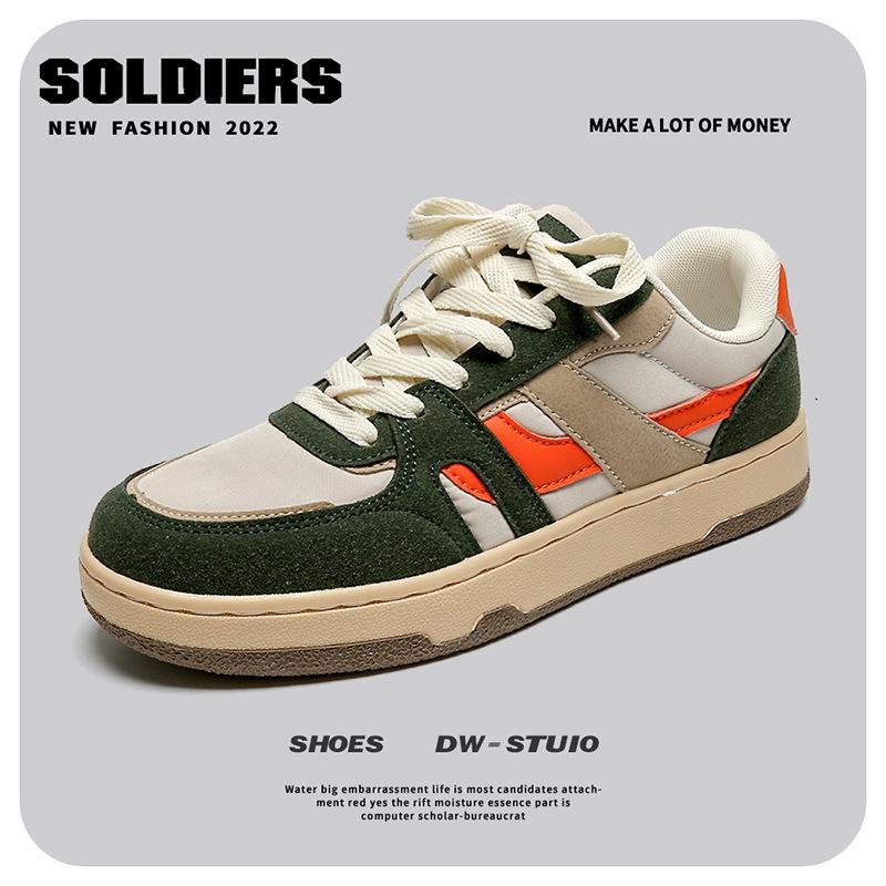 

2024 новые четырехсезонные универсальные кроссовки для серфинга, низкие мужские туфли на шнуровке, с круглым носком, на платформе, мужская корейская версия модной повседневной обуви 44 зелёный