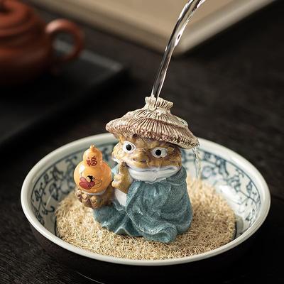 Fortune Toad Tea Pet Color Change Zen Decor for Office Desk Chinese Tea Set Accessory