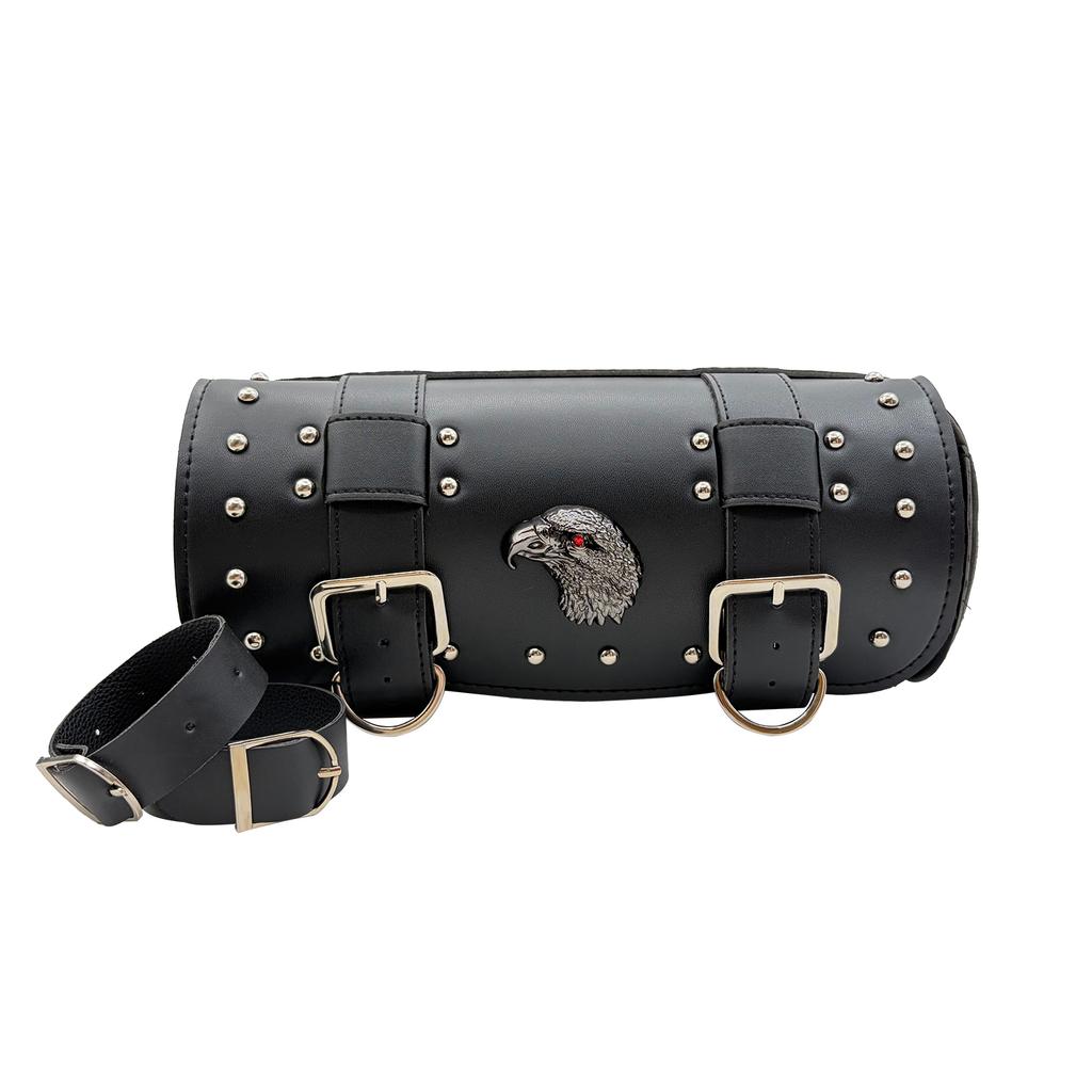 Vintage Black Brown PU Leather motorbike Side Tool Tail Bag Luggage for Harley Universal Motorcycle Saddle Bag