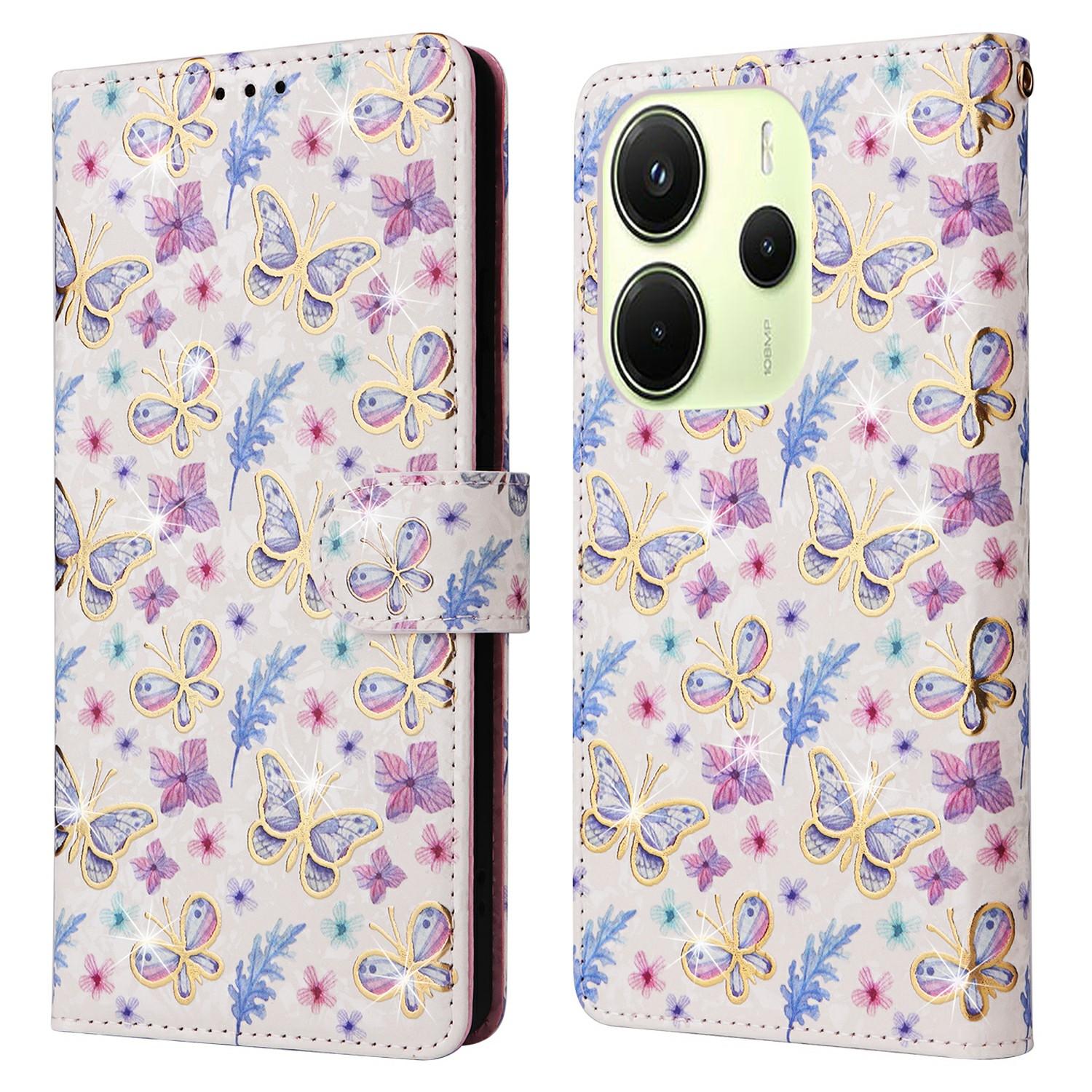 

Для Xiaomi Redmi Note 14 4G (164,84 мм) Чохол Блокування RFID Квітковий Шкіряний Чохол для Телефону E