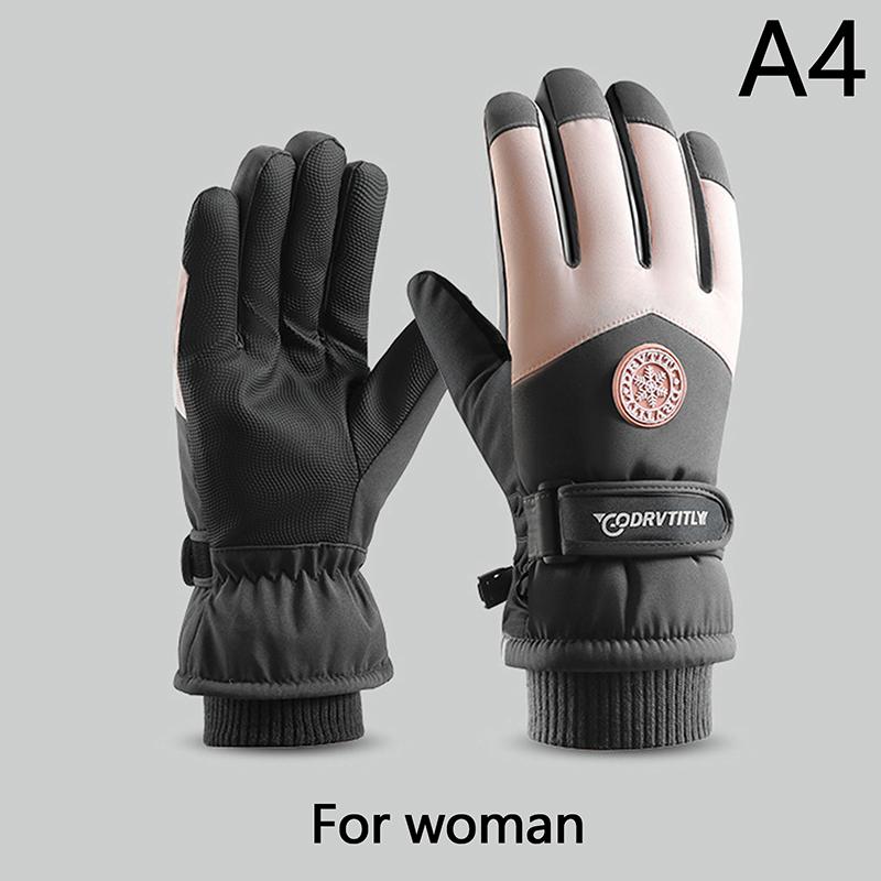 Winter Outdoor Snowboard Ski Riding Gloves Leather Non-Slip Touch Screen Waterproof Motorcycle Cycling Fleece Warm Riding Gloves