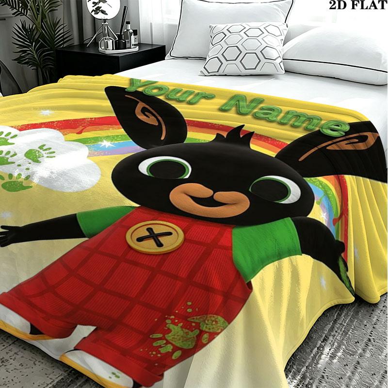 1PC Bing Custom Name Patterned Flannel Blanket Suitable For All Seasons for Home Decor Warmth and Comfort Gifts Holiday Present