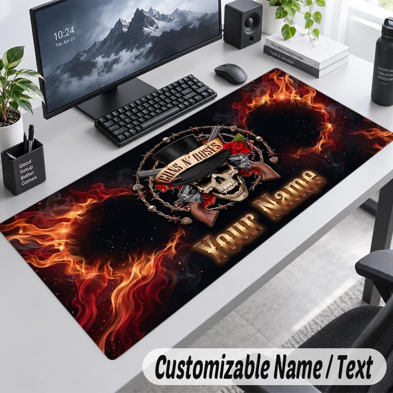 Custom Name Text Mouse Pad Guns N’ Roses Personalized Desk Pad For Work And Gaming
