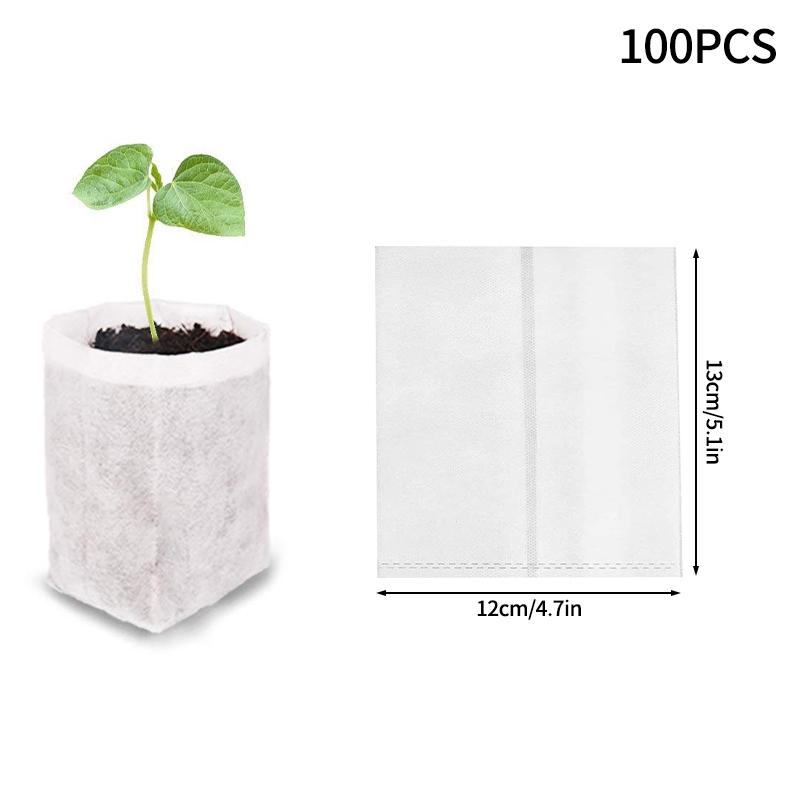 100pcs Nursery Bag Plant Seeding Grow Bags Degradable Garden Indoor Planting Bags Greenhouse Flower Pots Bags