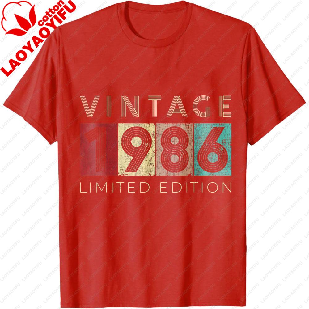 

Vintage 1986 Limited Edition Summer Men TShirt Retro Style Unisex Casual Cotton Shirt 40th Birthday Commemorative Costume S
