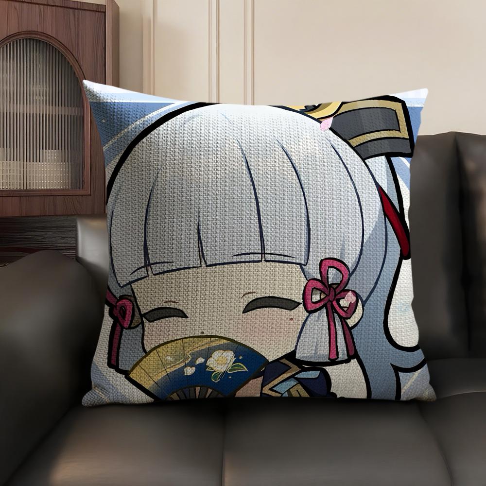 

Kamizato Cute Genshin Impact Cushion Cover Natural Linen Organic Fabric DoubleSided Printing Sofa Home Decor Gift Pillow Case 30x30cm