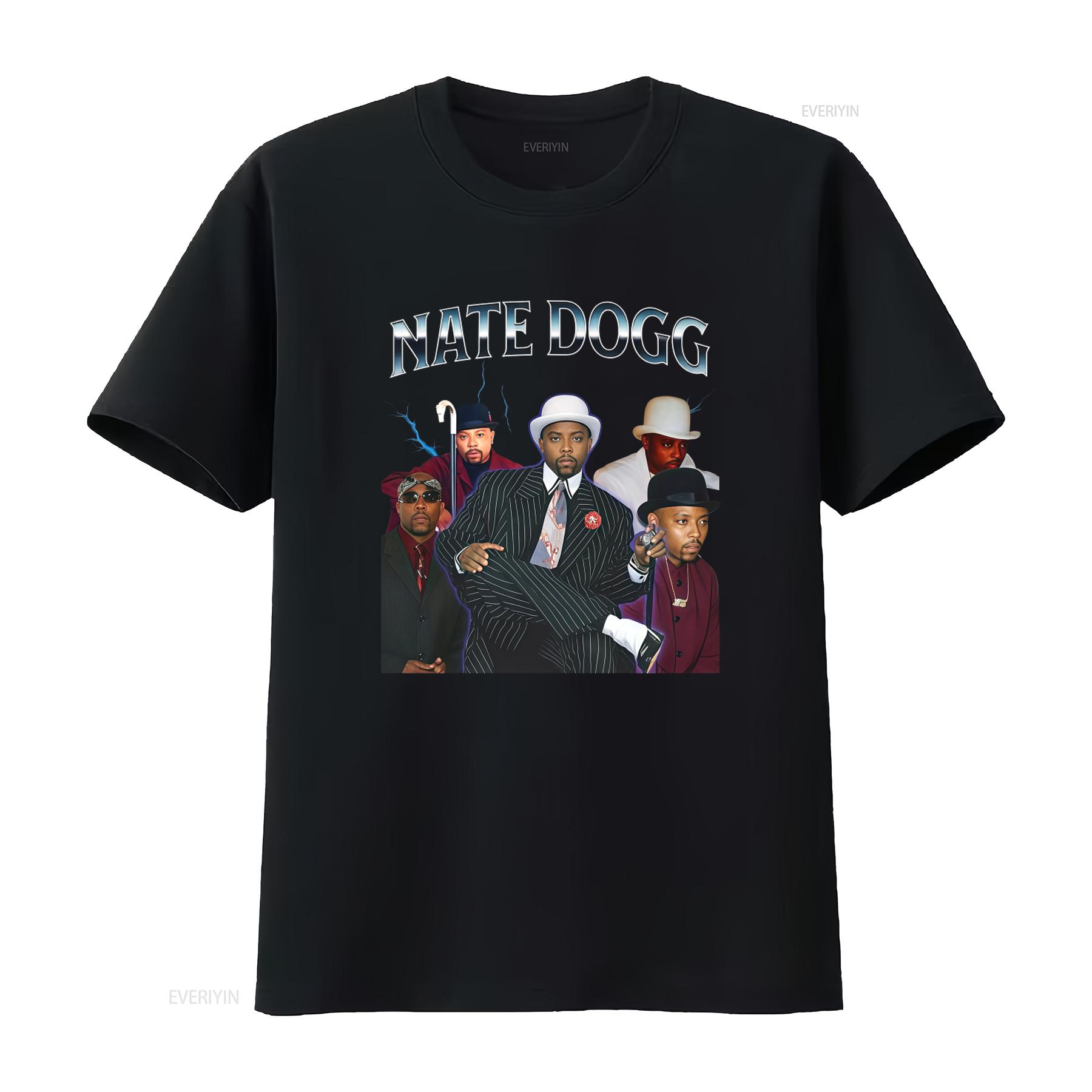 

Nate Dogg Print Heavy Cotton T Shirt Hip Hop Style for Men vintage Washed Stylish streetwear Breathable Top For Everyday Wear 4XL