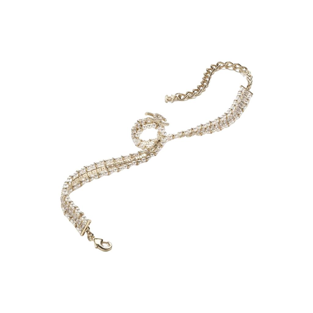 Chanel Fashion Double C Trend Metal Necklace Women necklace White AB9734-B09591-NL114