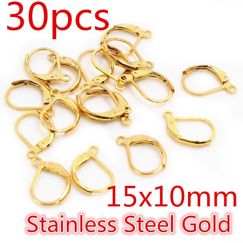 30-50pcs Fashion Bronze Rhodium Gold Silver Plated French Earring Hooks Wire Settings DIY Jewelry Making Findings Accessories