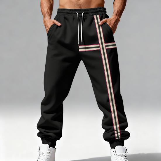 Pantalones de chándal para hombre Joggers elásticos de tiro medio con cordón ajustable Bolsillos reforzados Forro de terciopelo Pantalones deportivos para uso diario