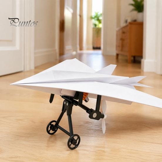 RC Plane with Dual Propellers Remote Control Paper Airplane Kit, DIY Electric Gyro Kit Stabilizer, Propellers, Lightweight Glider Assembly Toy