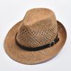 Fashion Men Panama Straw Hat  Summer Travel Sunshade Gangster Cap