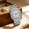 Luxury Full Diamond Watch Men Sparkling Rhinestone Dial Stainless Steel Bracelet Women Elegant Bling Dress Watch