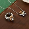 Bear Highend Velvet Necklace And Ring Set With Sparkling Gemstone Details Ladies For