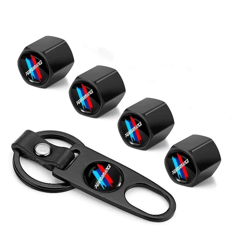 -Car Styling Keychain Key Ring with Auto Tire Valve Caps For BMW M Performance F15 E46 E70 E71 E91 E92 E93 F20 F15 F13 M3 E34 X5 EJ3