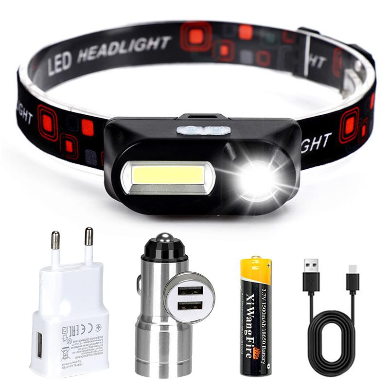 Dropshipping 5 Modi LED Mit Wiederaufladbarer 18650 Batterie USB Tragbare Taschenlampe Laterne Stirnlampe Outdoor Camping Scheinwerfer