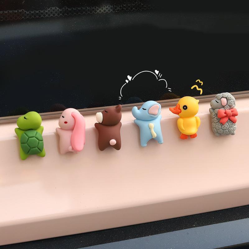 6ks/sada Roztomilá ležící mini želva Dekorace interiéru auta Legrační středová konzola na zadní zrcátko Ozdoby na autodoplňky