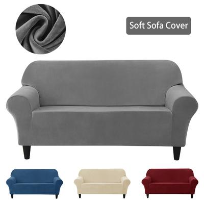 Europese stijl bankhoes voor woonkamer spandex stretch pluche fauteuil bankhoezen home decor effen kleur meubelbeschermer