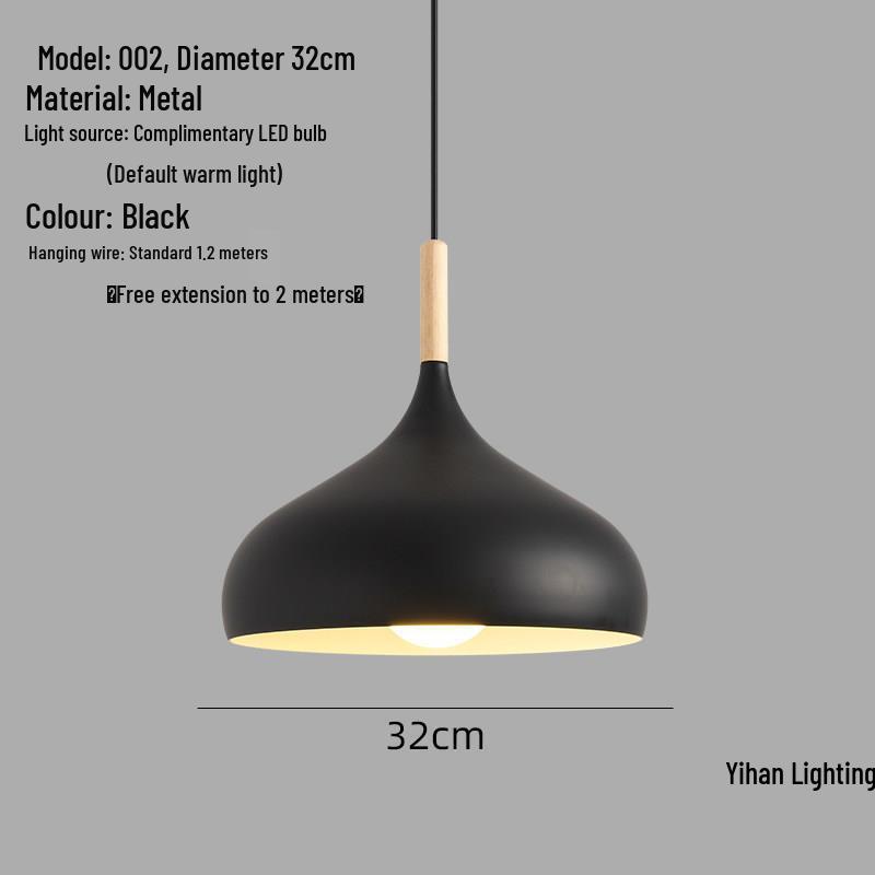 Modern Nordic Single-Head Pendant Light for Hotels, Bars, and Restaurants - Industrial Retro Style Lampshade.