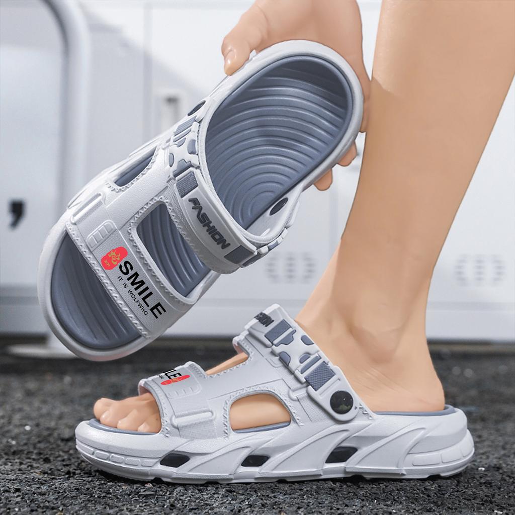 Slippers Young Men Summer Wear Dual-Purpose Beach Sandals Sports Leisure Non-Slip Outdoor One-Word Drag Men
