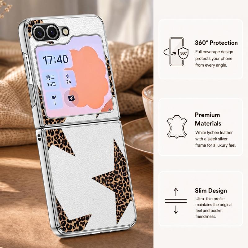 Colorful Stars Print Phone Case For Samsung Galaxy Z FlIP 7 FE 6 5 Z Flip7 Flip6 Flip5 Luxury Plating PC+PU Leather Hybrid Folding Phone Cover