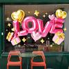 Valentine's Day Window Cling Removable Waterproof PVC Pink Bow Love Letter Heart Static Glass Sticker Wedding Holiday Party Window Decoration Decal